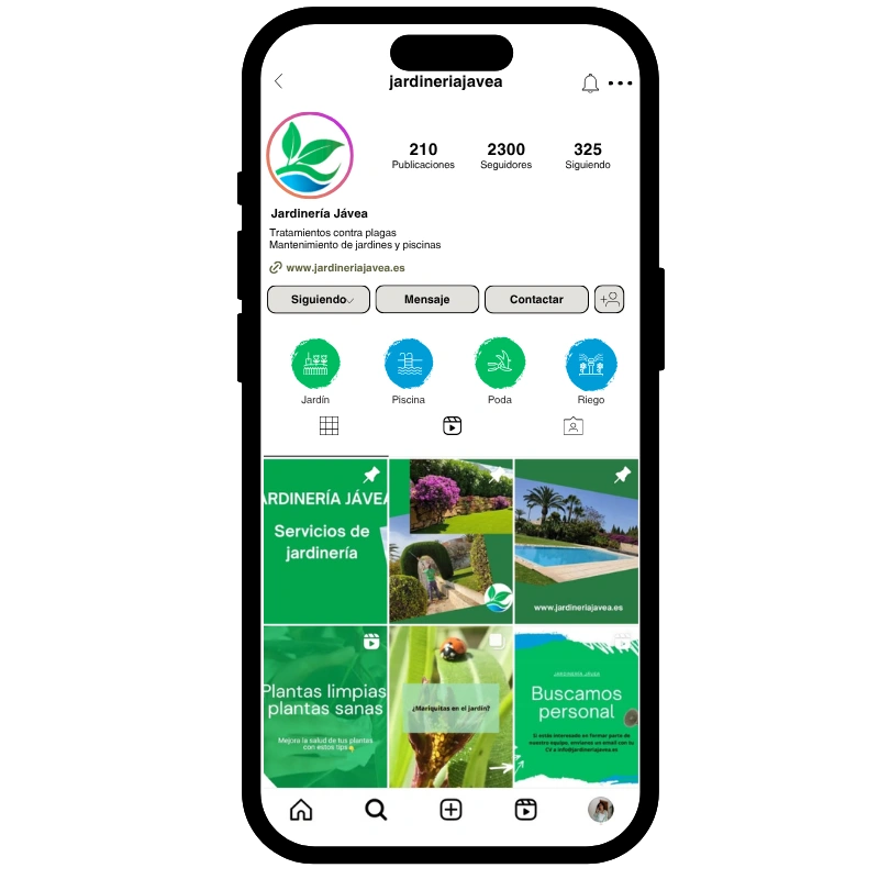 Mokup de Zaplop, para el servicio de gestión de Redes sociales y Diseño del Feed de Instagram.