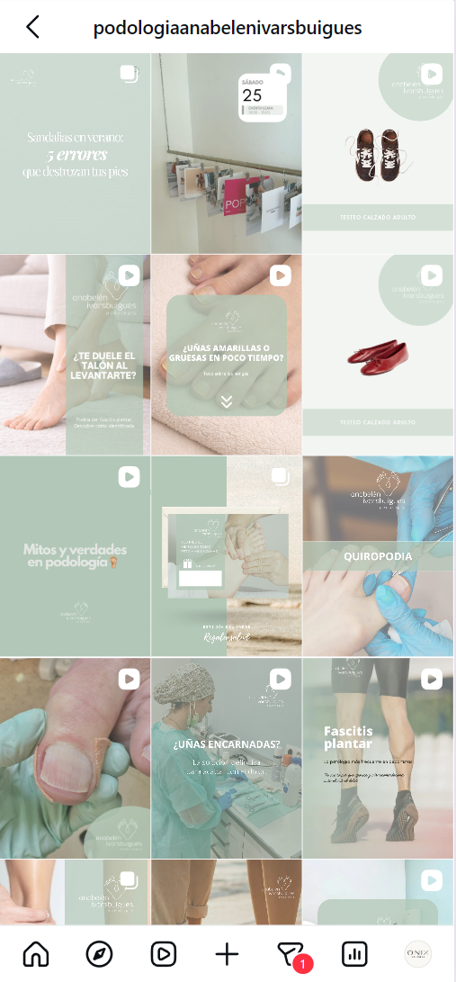 Feed Instagram Podología Ana Belén Ivars · Jávea