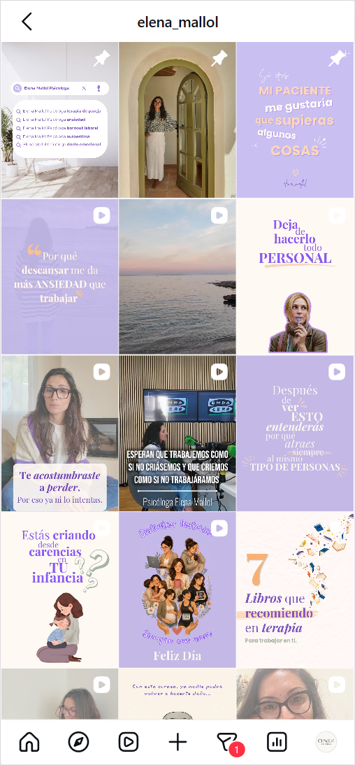 Feed Instagram Elena Mallol · Psicóloga Costa Blanca