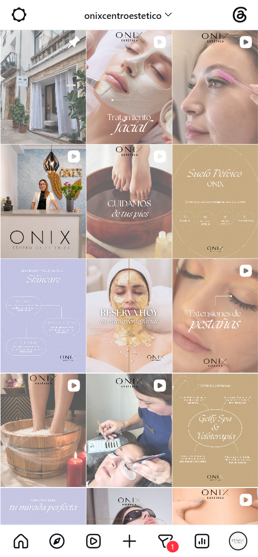 Feed Instagram Onix Centro de Estética · Jávea